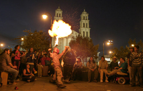 Casa de Cultura members, protest the murders of young women in front of the Guadalupe Mission in Cd. Juarez October 31, 2003. Photo by Christ Chavez 