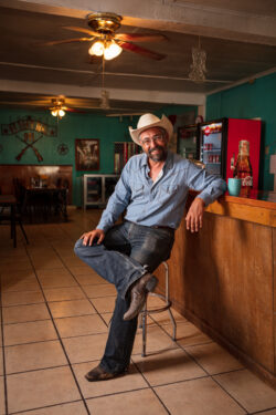 Dell City, TX based Writer Adrew Stuart at Spanish Angels Cafe.