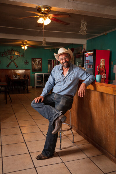 Dell City, TX based Writer Adrew Stuart at Spanish Angels Cafe.